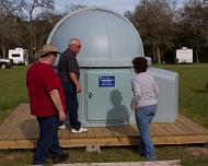 IMG_6417 Charlene and David Rogers placing name plate on Bob's Observatory