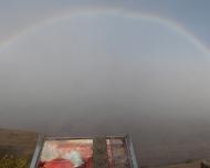 Rainbow panorama Full rainbow over Kīlauea volcano caldera in Hawaii 2016